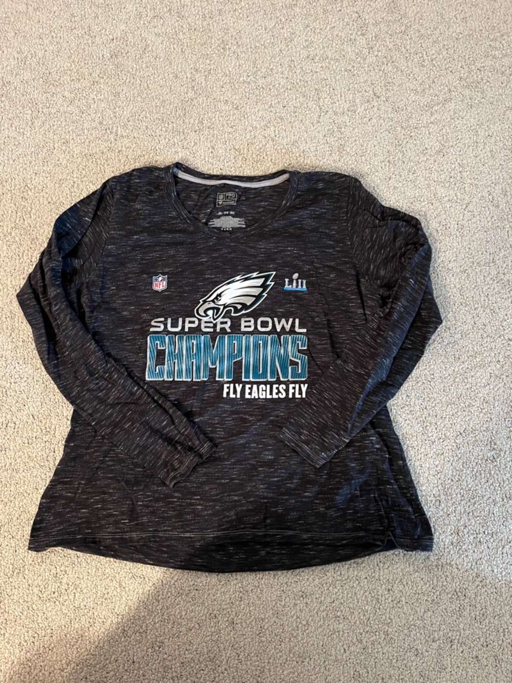 NFL Black and Teal Philadelphia Eagles Super Bowl Champs LII Long Sleeve